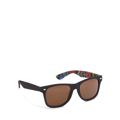 Grey Aztec print frame square sunglasses